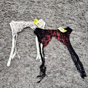 Private Luxuries Vintage Embroidered Garter Belt Two Pack